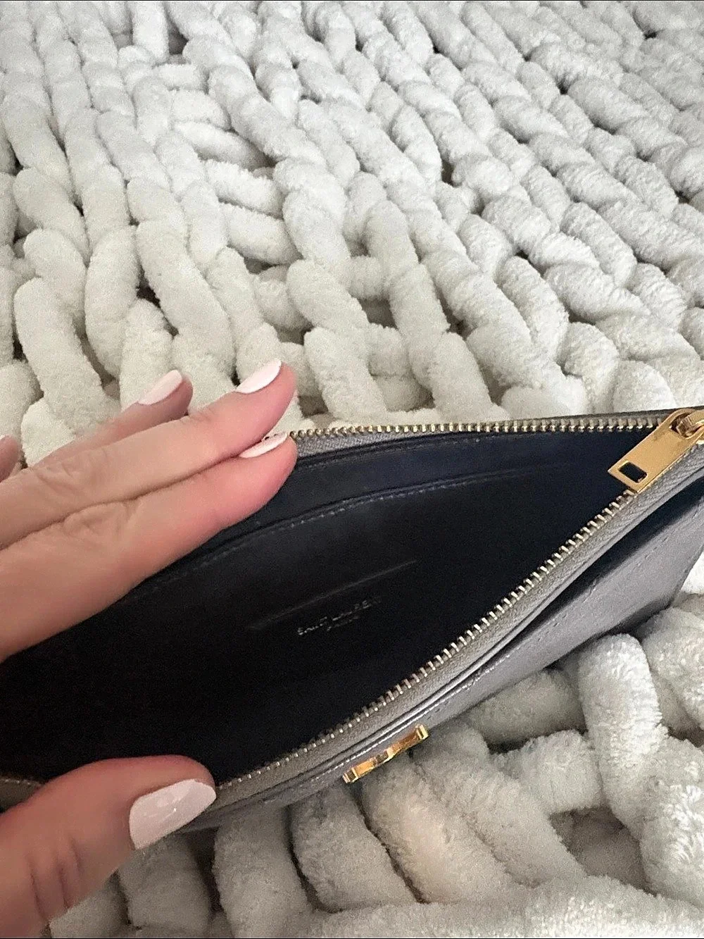 Saint Laurent Monogram Matelassé Chevron Tablet Pouch Gray Like New